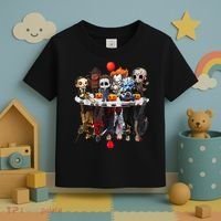 Funny Halloween, Cute Halloween, Cute Horror Movie Chibi Character Water Reflect Toddler T-Shirt thumb 3