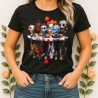 Funny Halloween, Cute Halloween, Cute Horror Movie Chibi Character Water Reflect Women's T-Shirt thumb 2