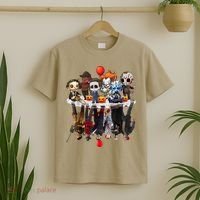 Funny Halloween, Cute Halloween, Cute Horror Movie Chibi Character Water Reflect T-Shirt thumb 2