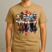 Funny Halloween, Cute Halloween, Cute Horror Movie Chibi Character Water Reflect T-Shirt thumb 3