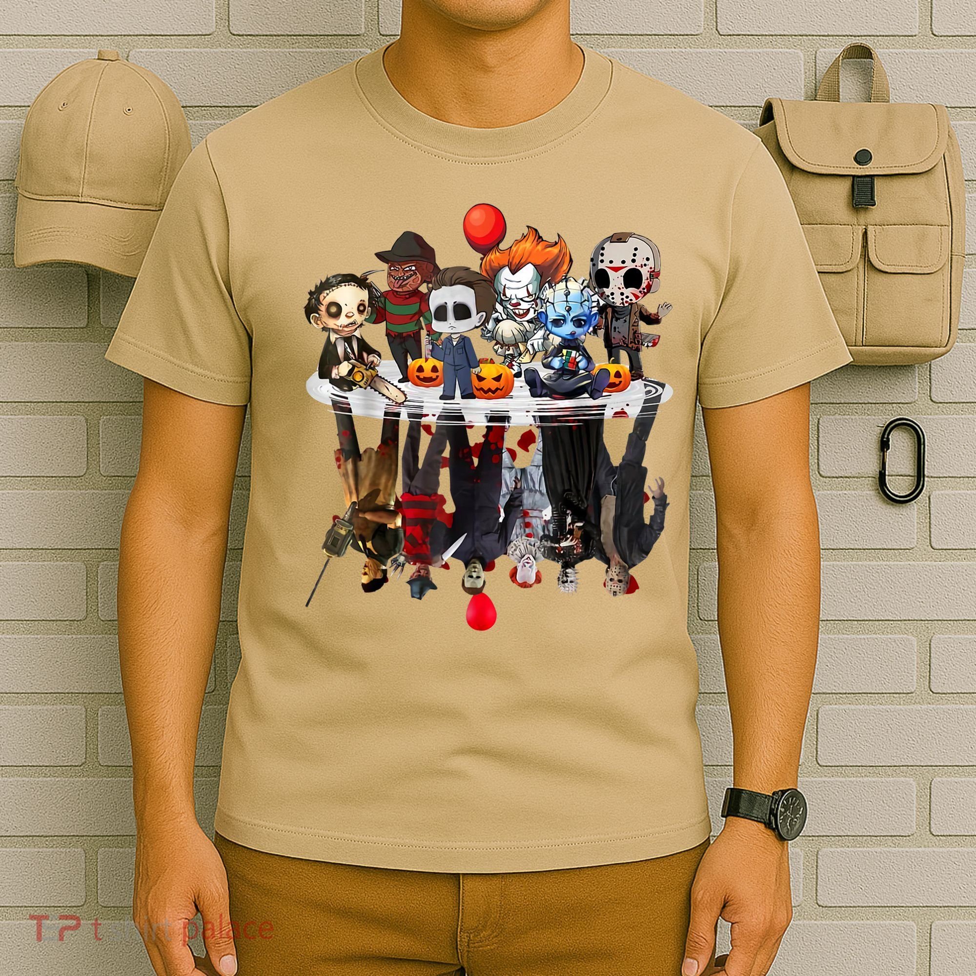 Funny Halloween, Cute Halloween, Cute Horror Movie Chibi Character Water Reflect T-Shirt