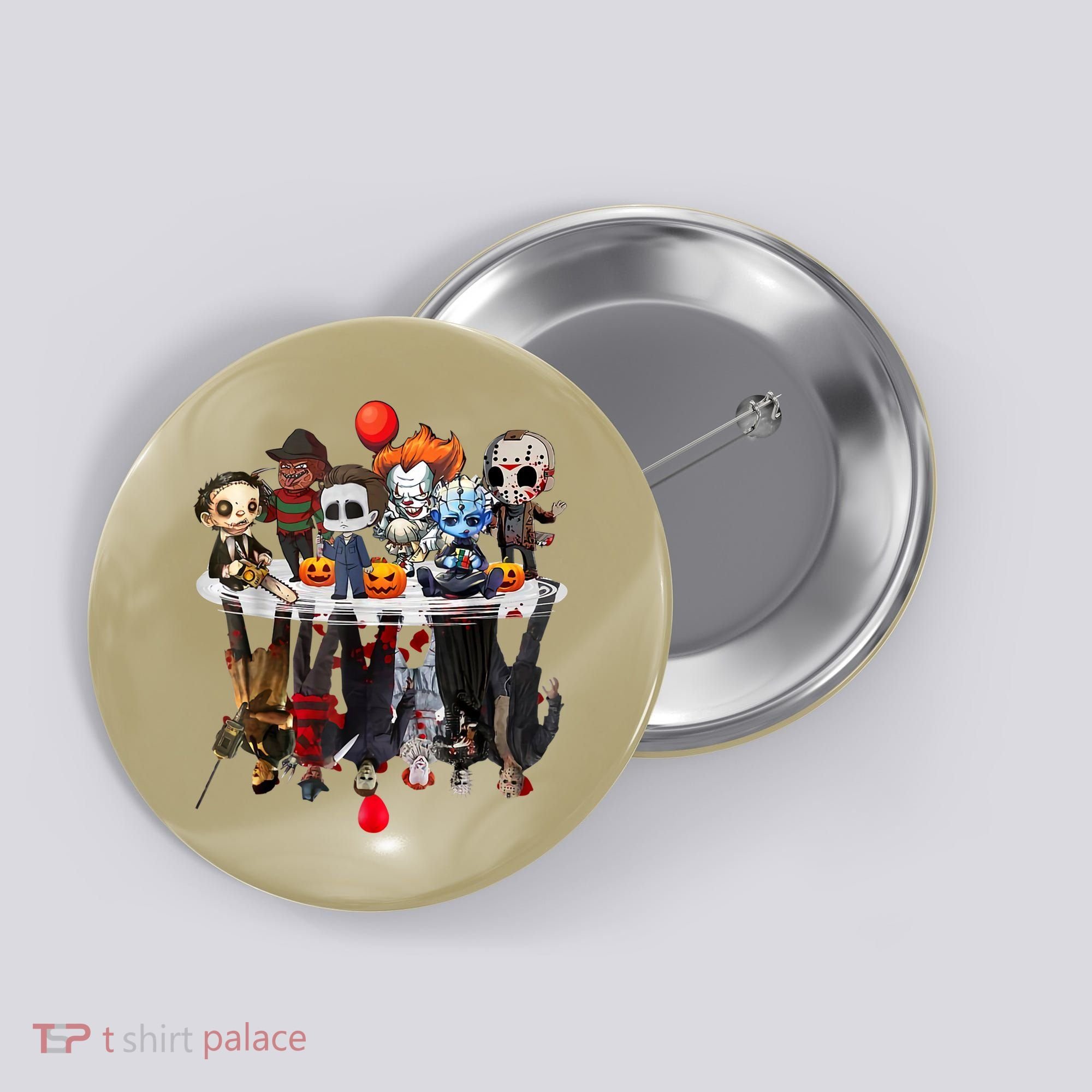 Funny Halloween, Cute Halloween, Cute Horror Movie Chibi Character Water Reflect Button