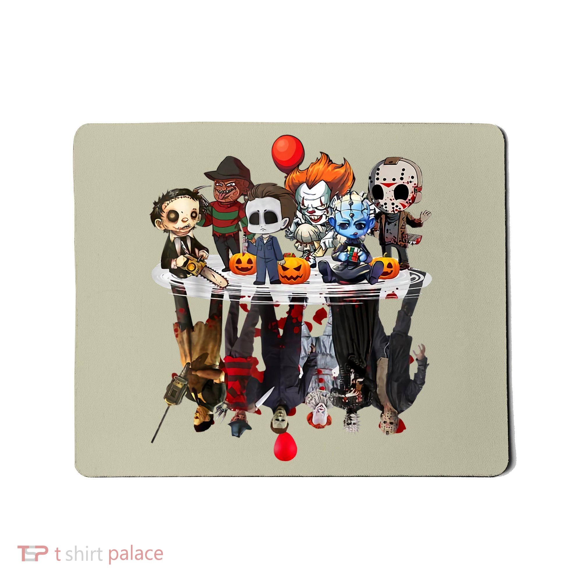 Funny Halloween, Cute Halloween, Cute Horror Movie Chibi Character Water Reflect Mousepad