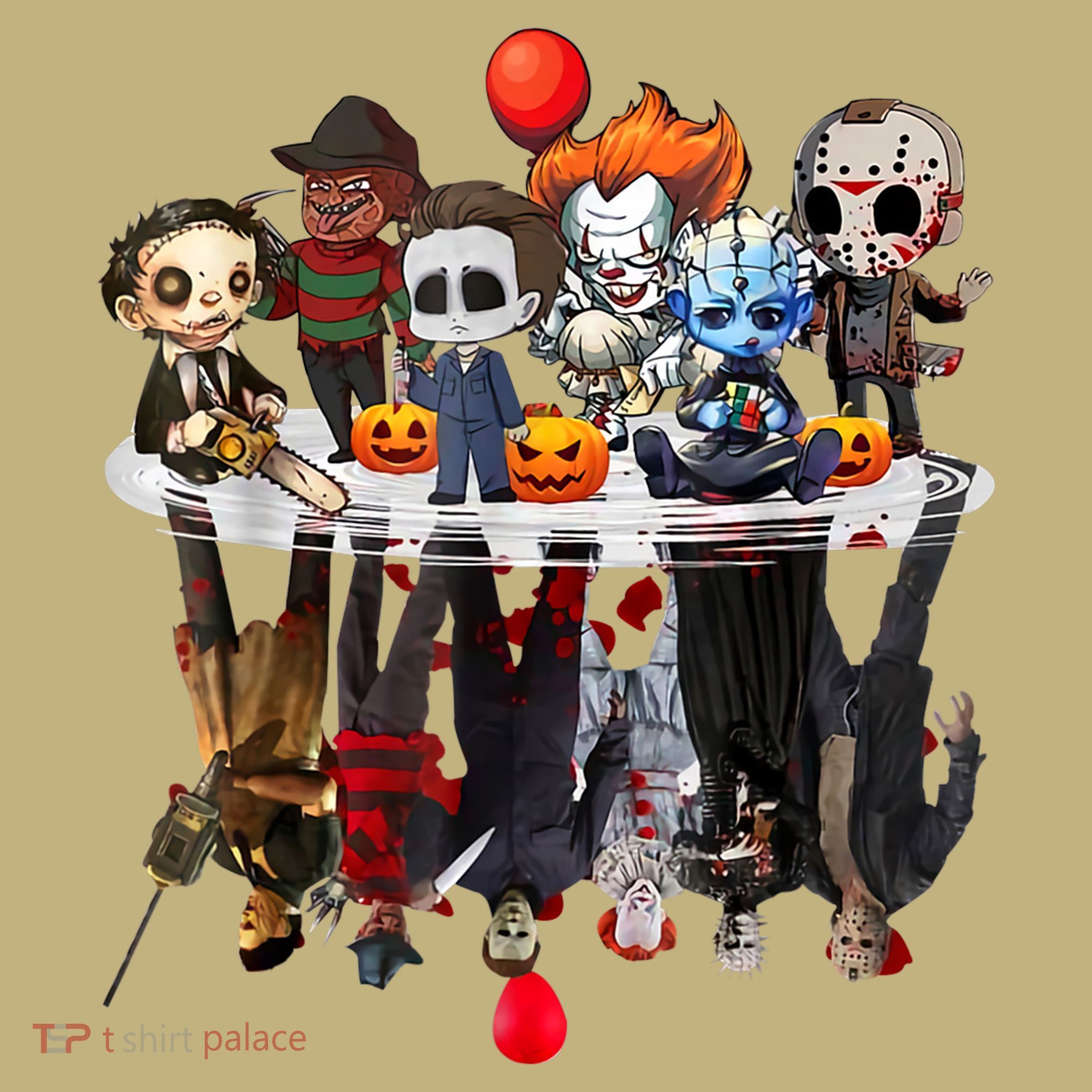 Funny Halloween, Cute Halloween, Cute Horror Movie Chibi Character Water Reflect Mousepad