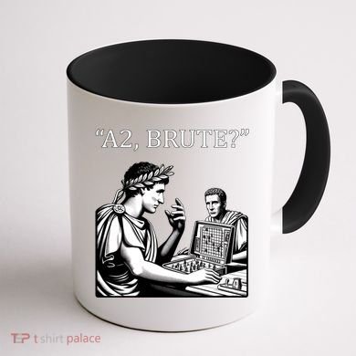 Funny History Caesar And Brutus Board Game Meme Coffee Mug back