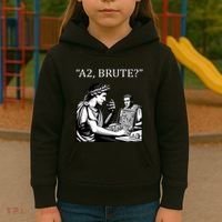 Funny History Caesar And Brutus Board Game Meme Kids Hoodie thumb 3
