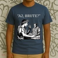 Funny History Caesar And Brutus Board Game Meme T-Shirt thumb 3