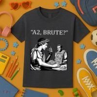 Funny History Caesar And Brutus Board Game Meme Kids T-Shirt thumb 3
