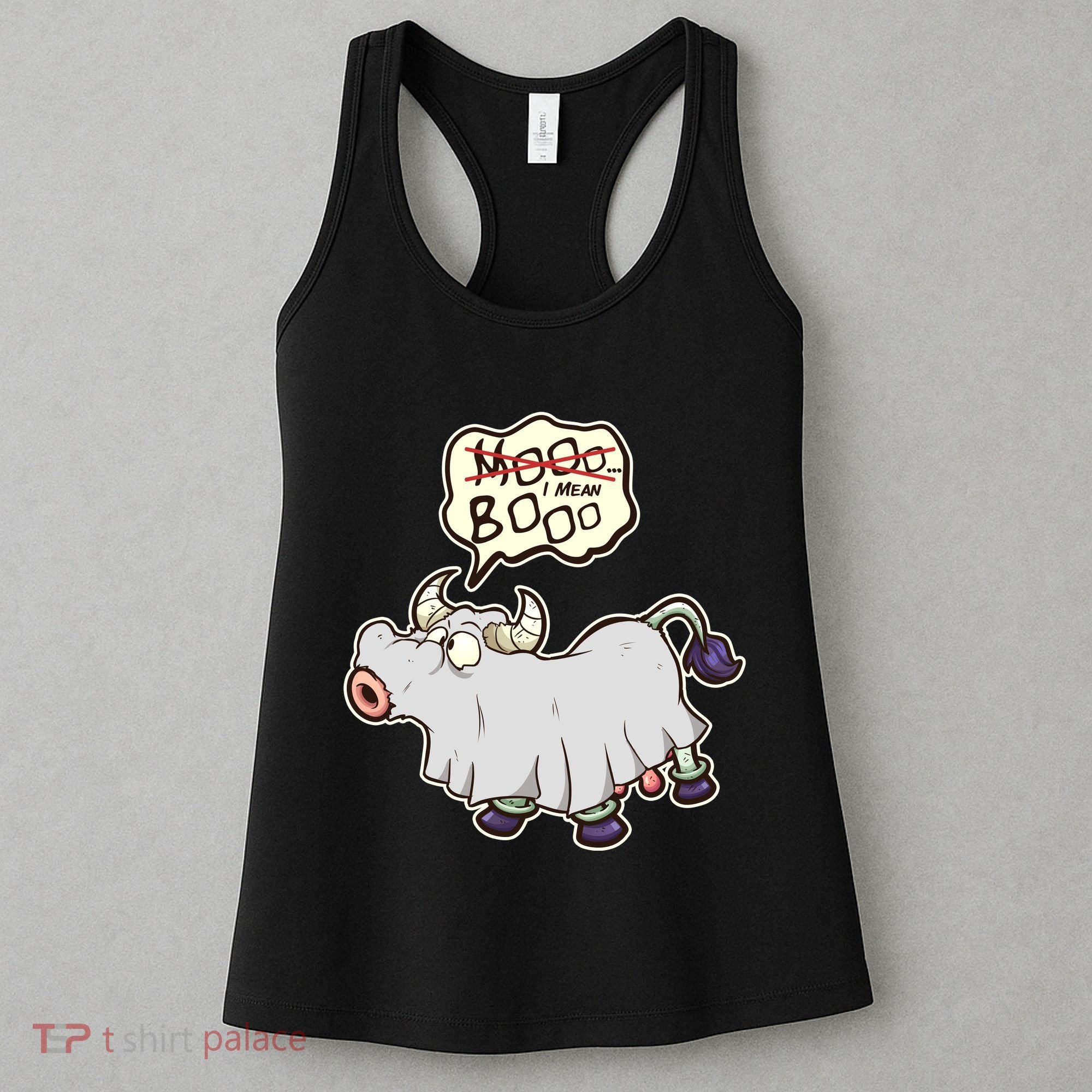 Funny Halloween Cow Moo I Mean Boo Women's Tank Top