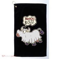 Funny Halloween Cow Moo I Mean Boo Golf Towel thumb 0