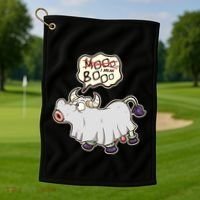 Funny Halloween Cow Moo I Mean Boo Golf Towel thumb 1