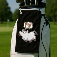 Funny Halloween Cow Moo I Mean Boo Golf Towel thumb 2
