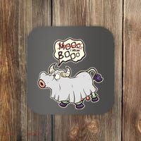 Funny Halloween Cow Moo I Mean Boo Coaster thumb 0