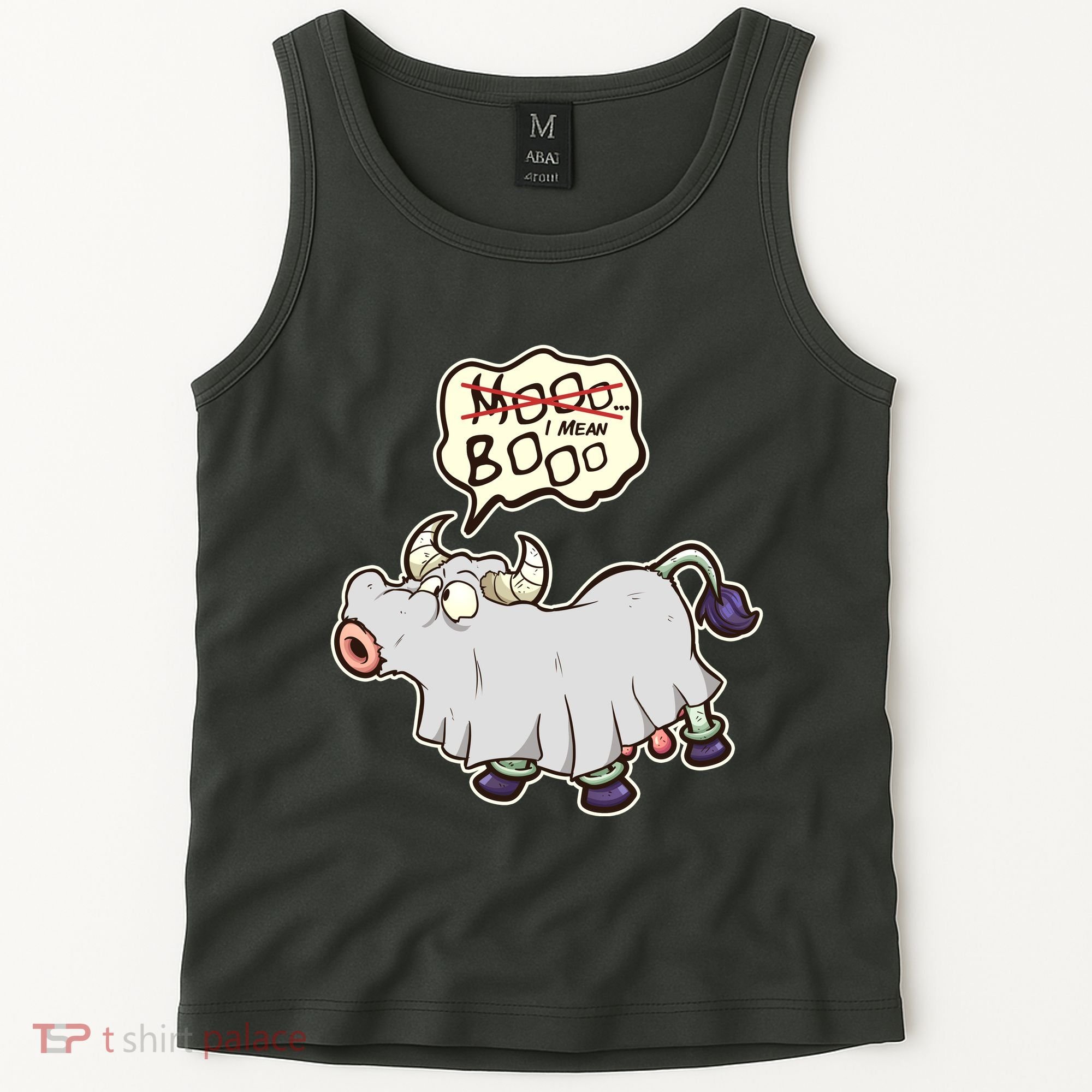 Funny Halloween Cow Moo I Mean Boo Tank Top