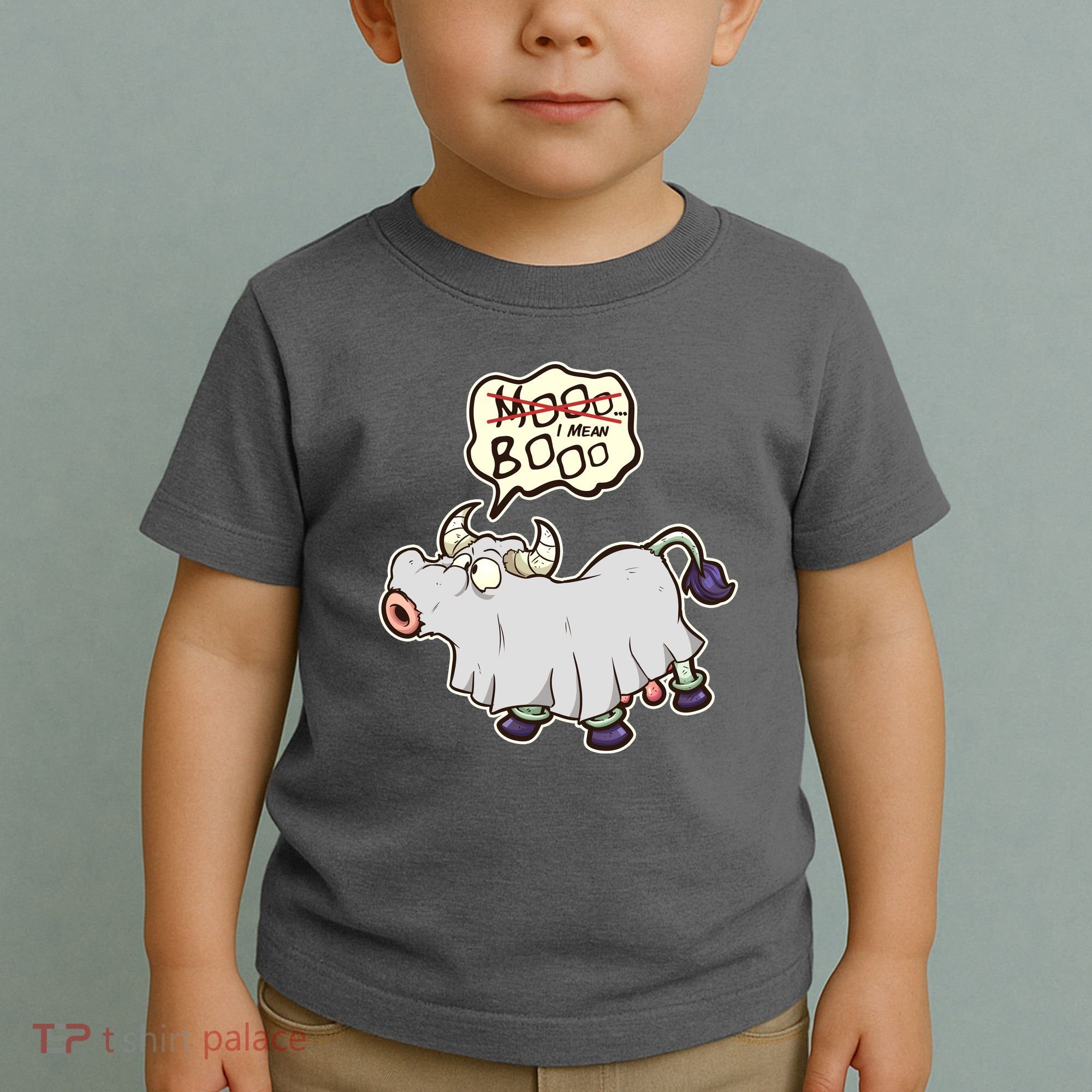 Funny Halloween Cow Moo I Mean Boo Toddler T-Shirt