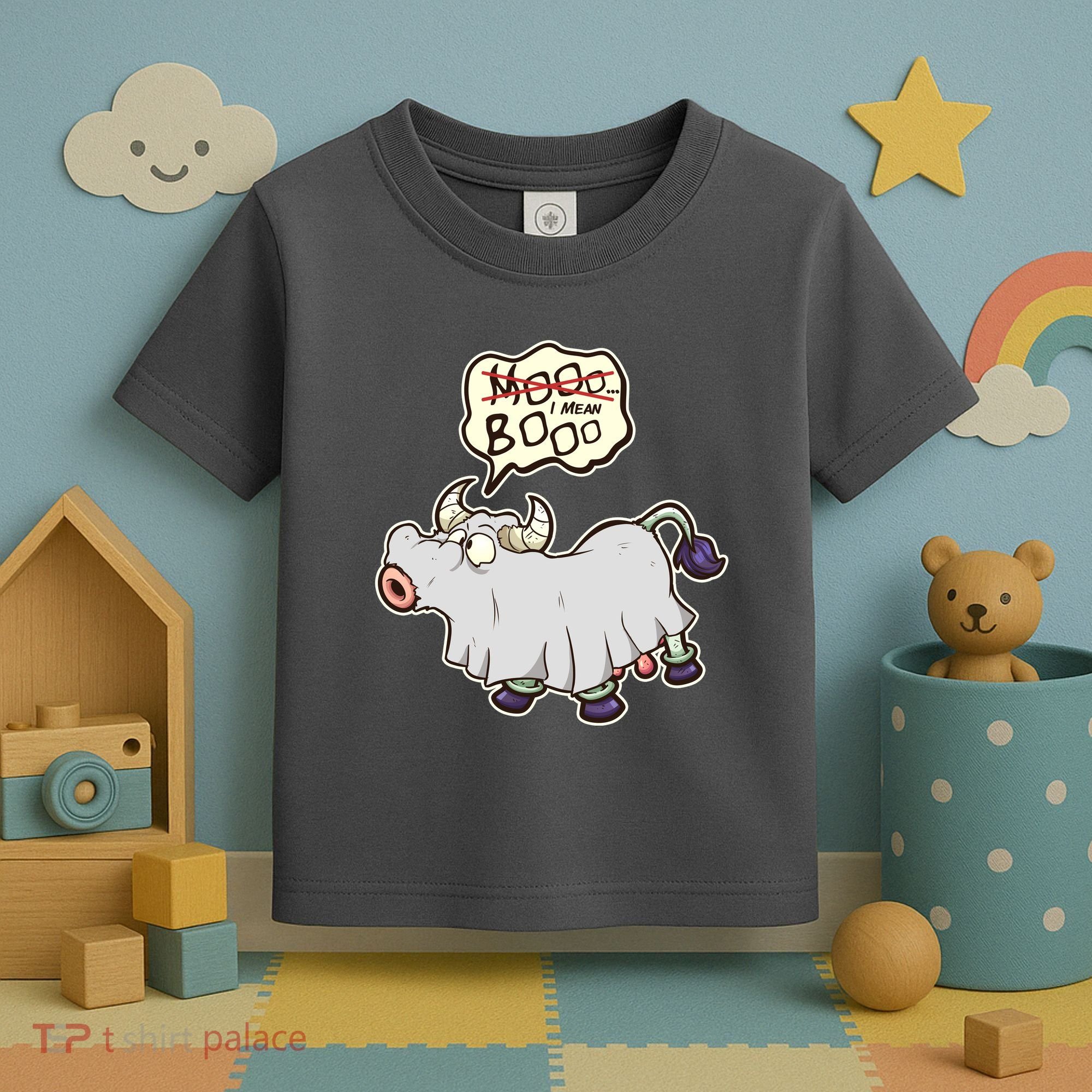 Funny Halloween Cow Moo I Mean Boo Toddler T-Shirt