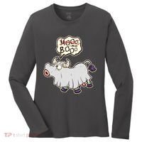 Funny Halloween Cow Moo I Mean Boo Women's Long Sleeve Shirt thumb 0