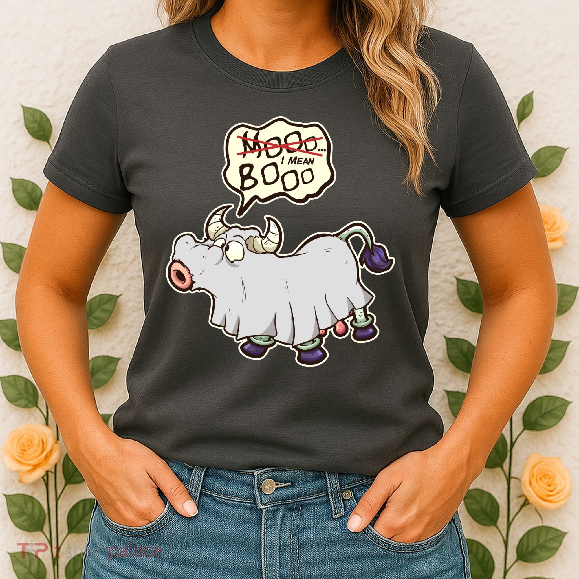 Funny Halloween Cow Moo I Mean Boo Women's T-Shirt