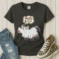 Funny Halloween Cow Moo I Mean Boo Women's T-Shirt thumb 3