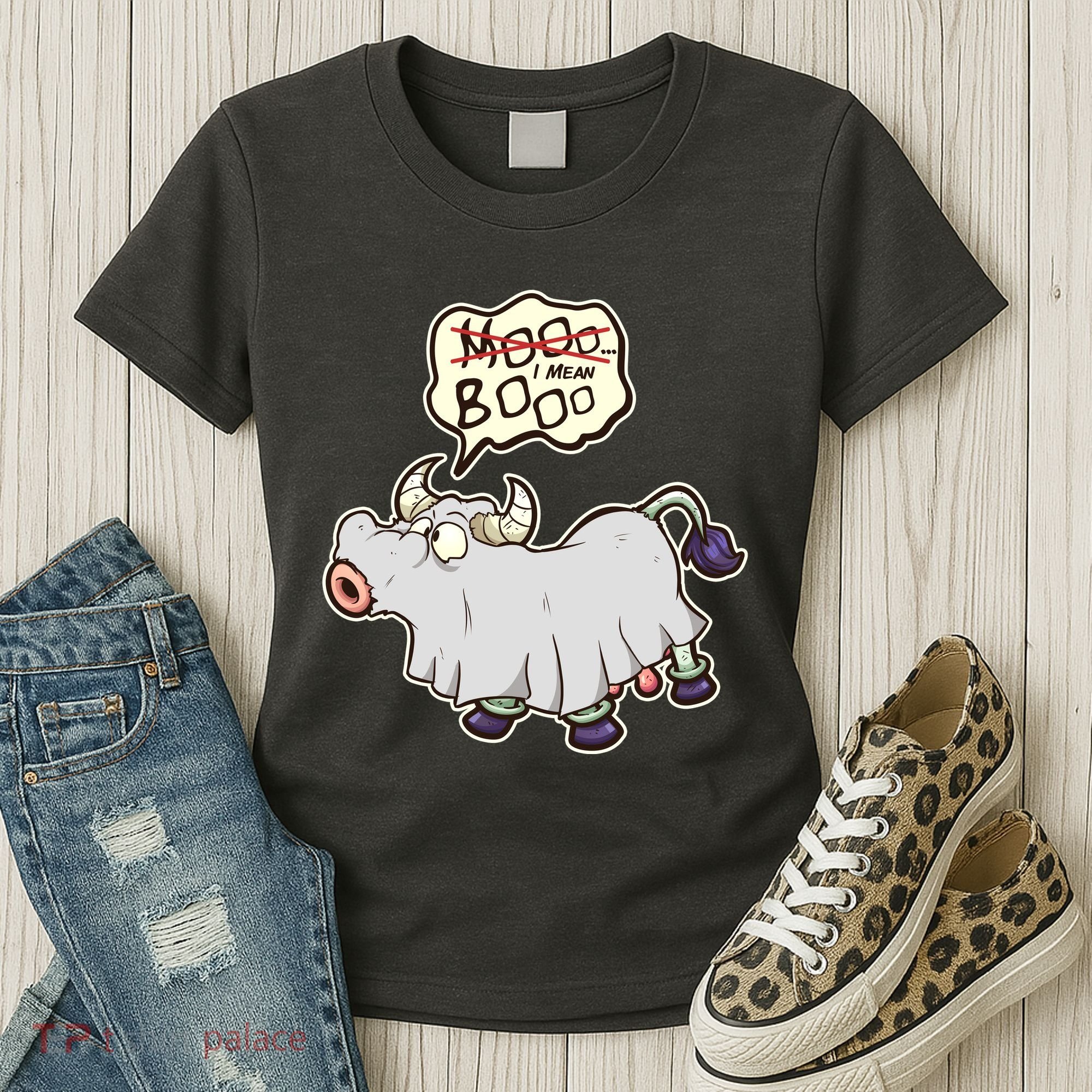 Funny Halloween Cow Moo I Mean Boo Women's T-Shirt