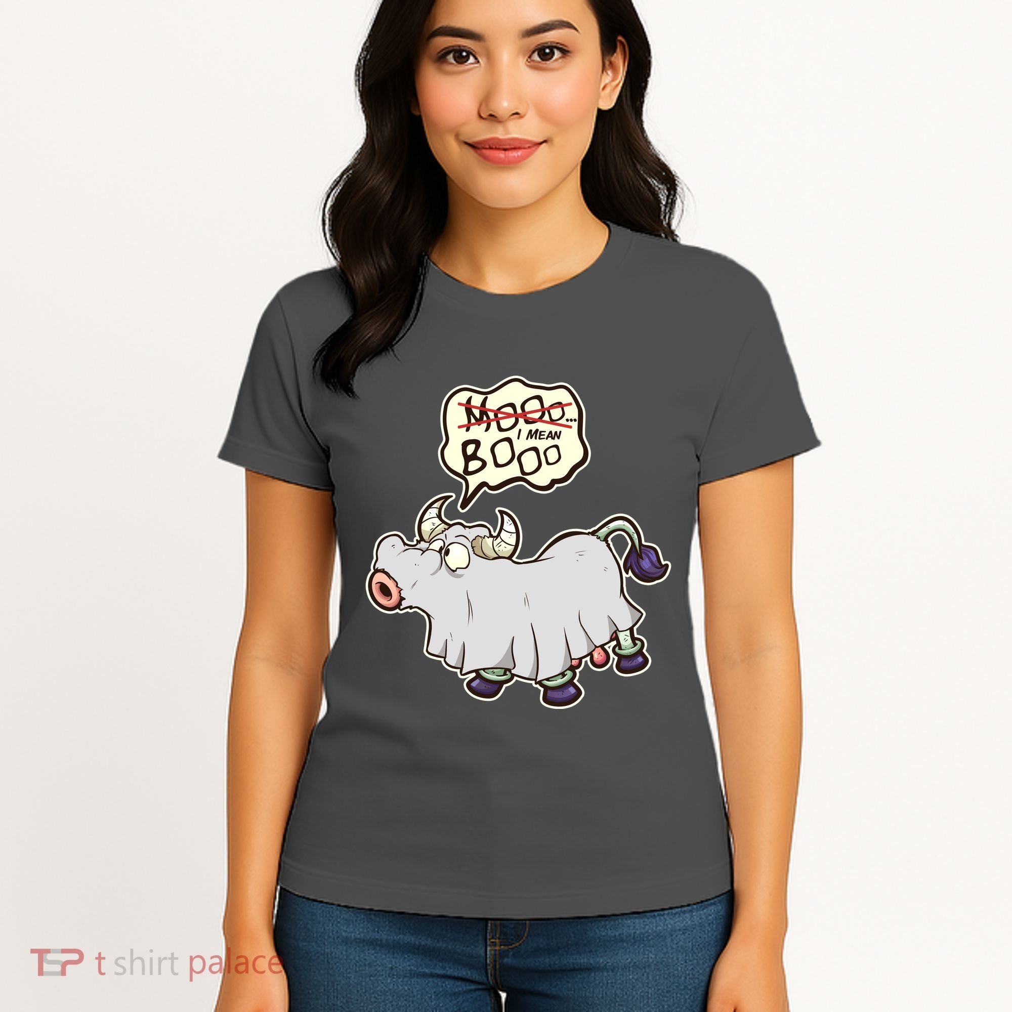 Funny Halloween Cow Moo I Mean Boo Women's T-Shirt