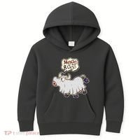 Funny Halloween Cow Moo I Mean Boo Kids Hoodie thumb 0