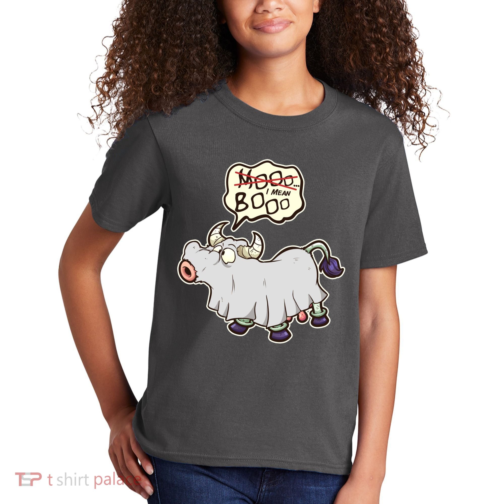 Funny Halloween Cow Moo I Mean Boo Kids T-Shirt