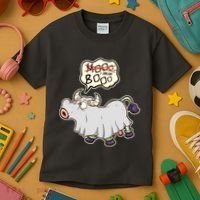 Funny Halloween Cow Moo I Mean Boo Kids T-Shirt thumb 3