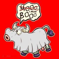 Funny Halloween Cow Moo I Mean Boo Santa Hat thumb 1