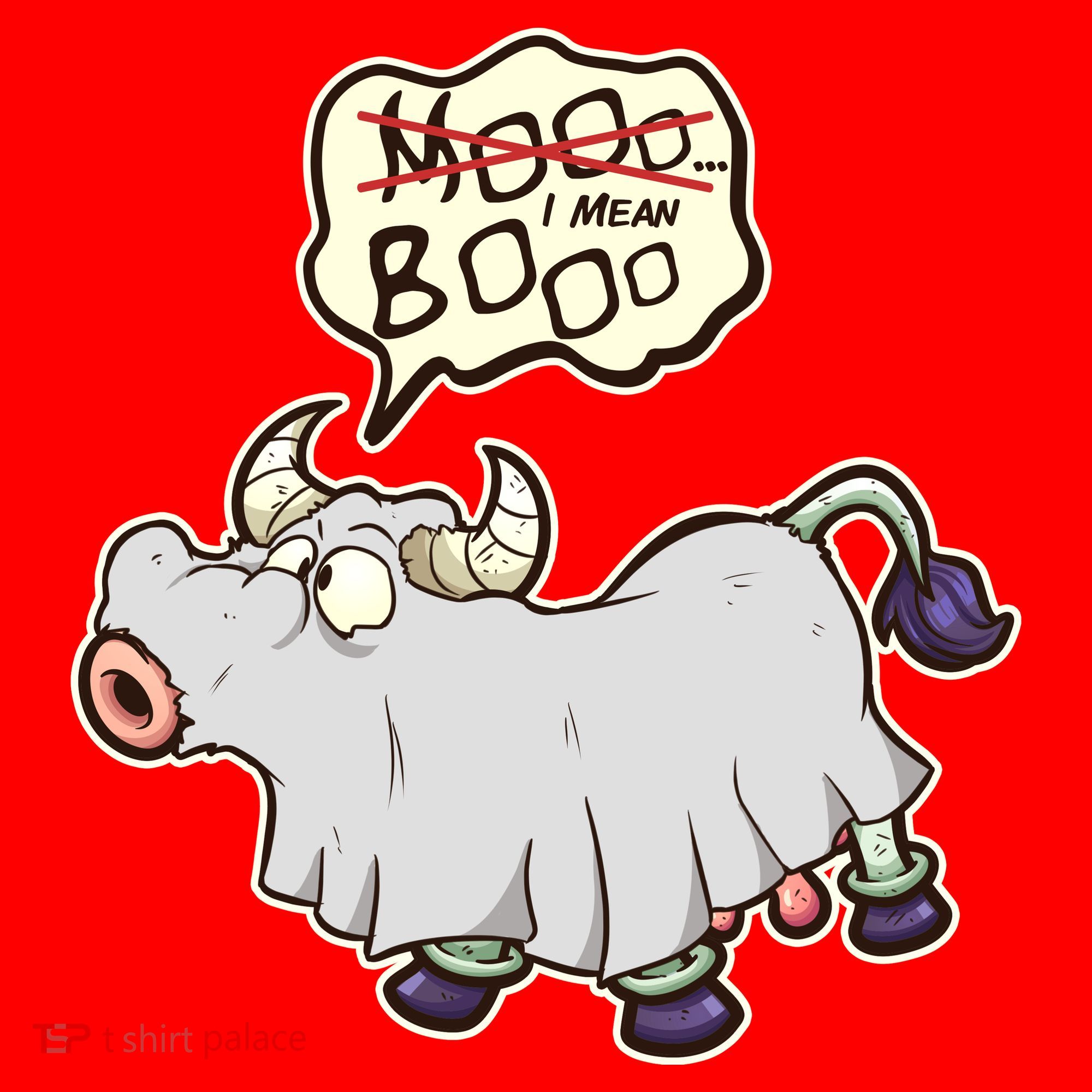 Funny Halloween Cow Moo I Mean Boo Santa Hat