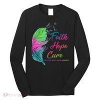 Faith Hope Cure Metastatic Breast Cancer Feather Long Sleeve Shirt thumb 0