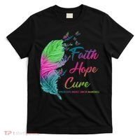 Faith Hope Cure Metastatic Breast Cancer Feather T-Shirt thumb 0