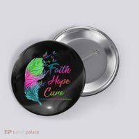 Faith Hope Cure Metastatic Breast Cancer Feather Button thumb 0