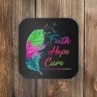 Faith Hope Cure Metastatic Breast Cancer Feather Coaster thumb 0