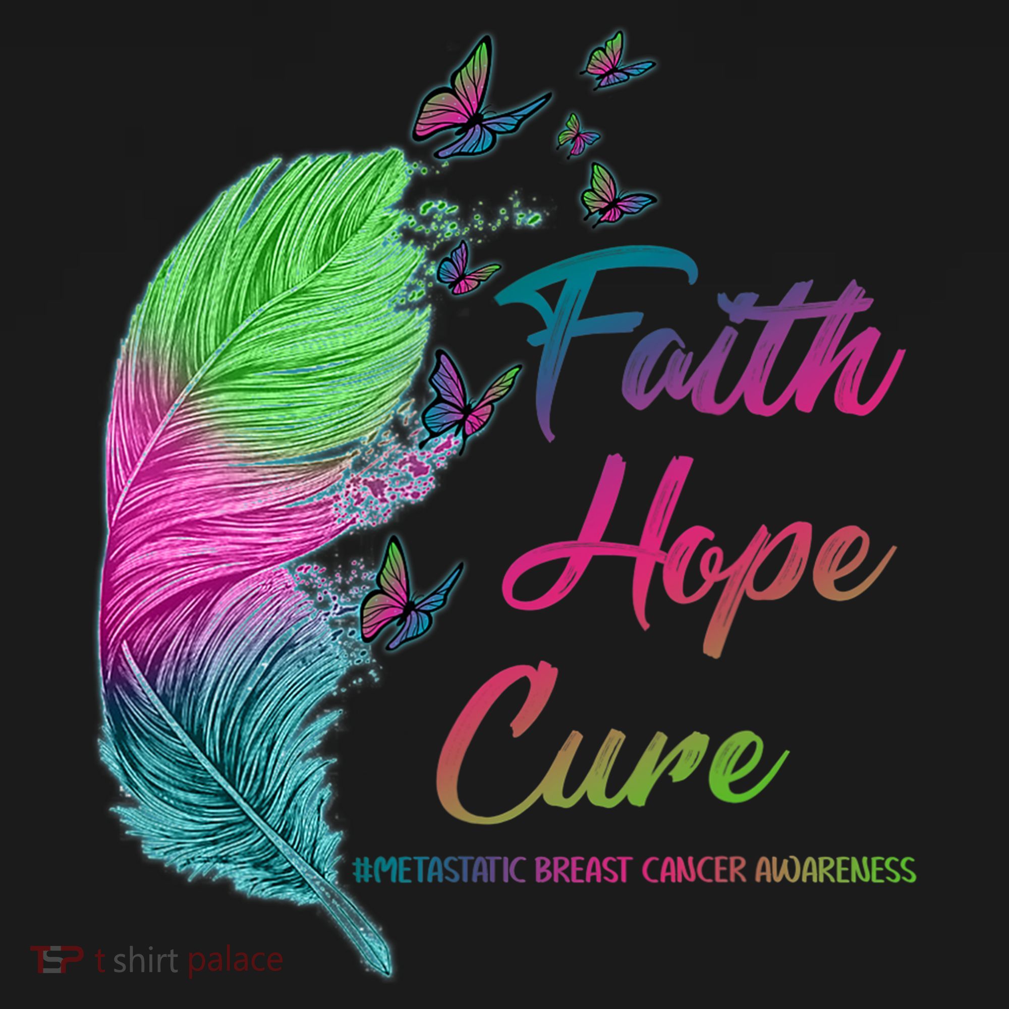 Faith Hope Cure Metastatic Breast Cancer Feather Women's Hoodie