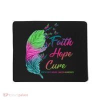 Faith Hope Cure Metastatic Breast Cancer Feather Mousepad thumb 0