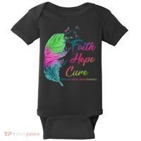 Faith Hope Cure Metastatic Breast Cancer Feather Baby Bodysuit thumb 0