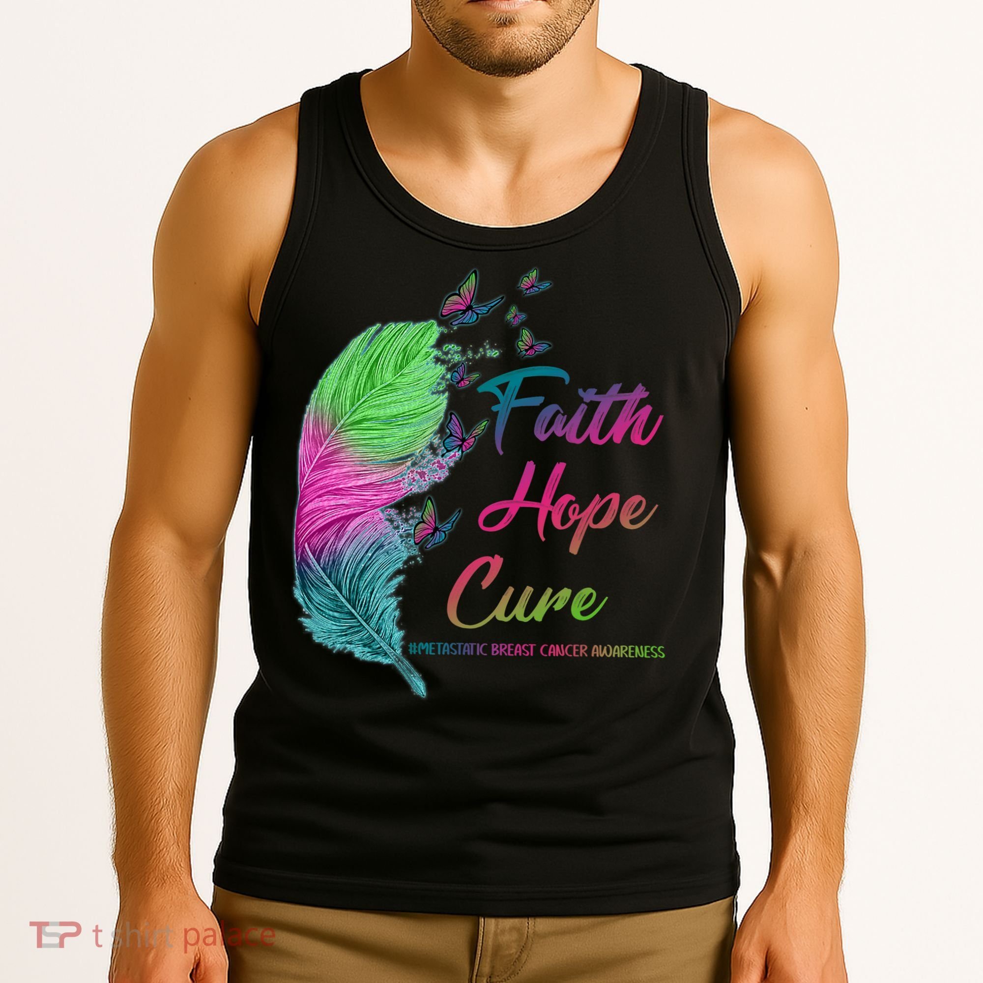 Faith Hope Cure Metastatic Breast Cancer Feather Tank Top