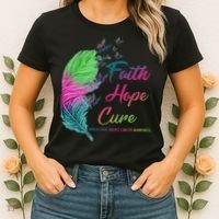 Faith Hope Cure Metastatic Breast Cancer Feather Women's T-Shirt thumb 2