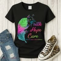 Faith Hope Cure Metastatic Breast Cancer Feather Women's T-Shirt thumb 3