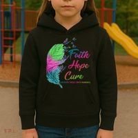 Faith Hope Cure Metastatic Breast Cancer Feather Kids Hoodie thumb 3