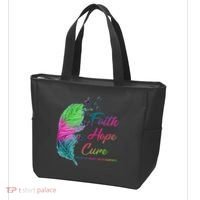 Faith Hope Cure Metastatic Breast Cancer Feather Tote Bag thumb 3