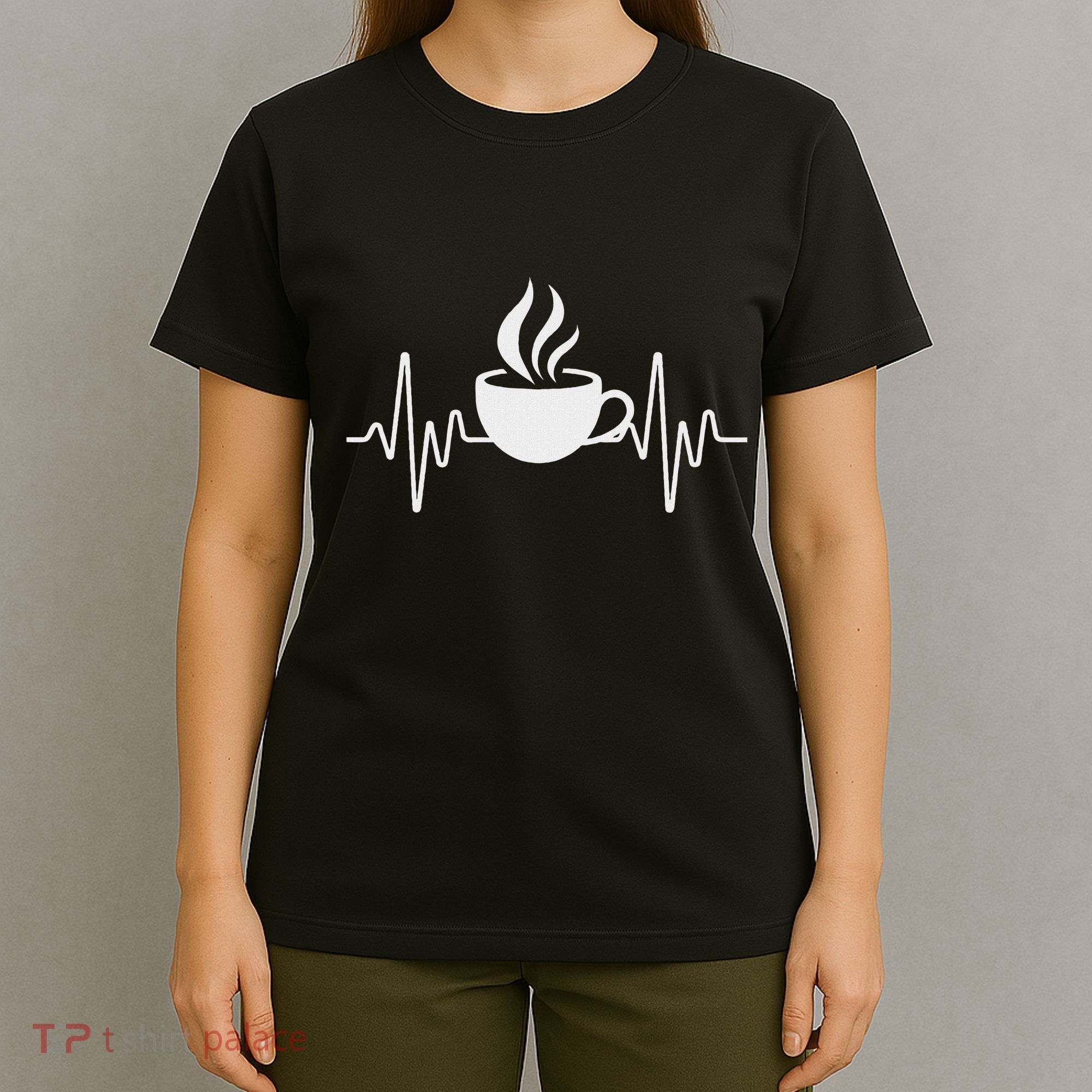 Funny Heartbeat Coffee Cup Cute Heartbeat Coffee Lover T-Shirt