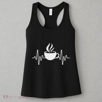 Funny Heartbeat Coffee Cup Cute Heartbeat Coffee Lover Women's Tank Top thumb 3