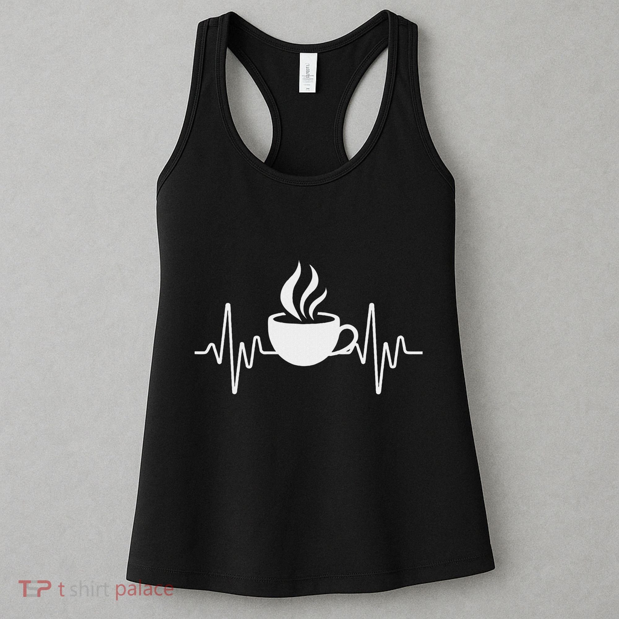 Funny Heartbeat Coffee Cup Cute Heartbeat Coffee Lover Women's Tank Top