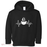 Funny Heartbeat Coffee Cup Cute Heartbeat Coffee Lover Toddler Hoodie thumb 0