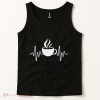 Funny Heartbeat Coffee Cup Cute Heartbeat Coffee Lover Tank Top thumb 2