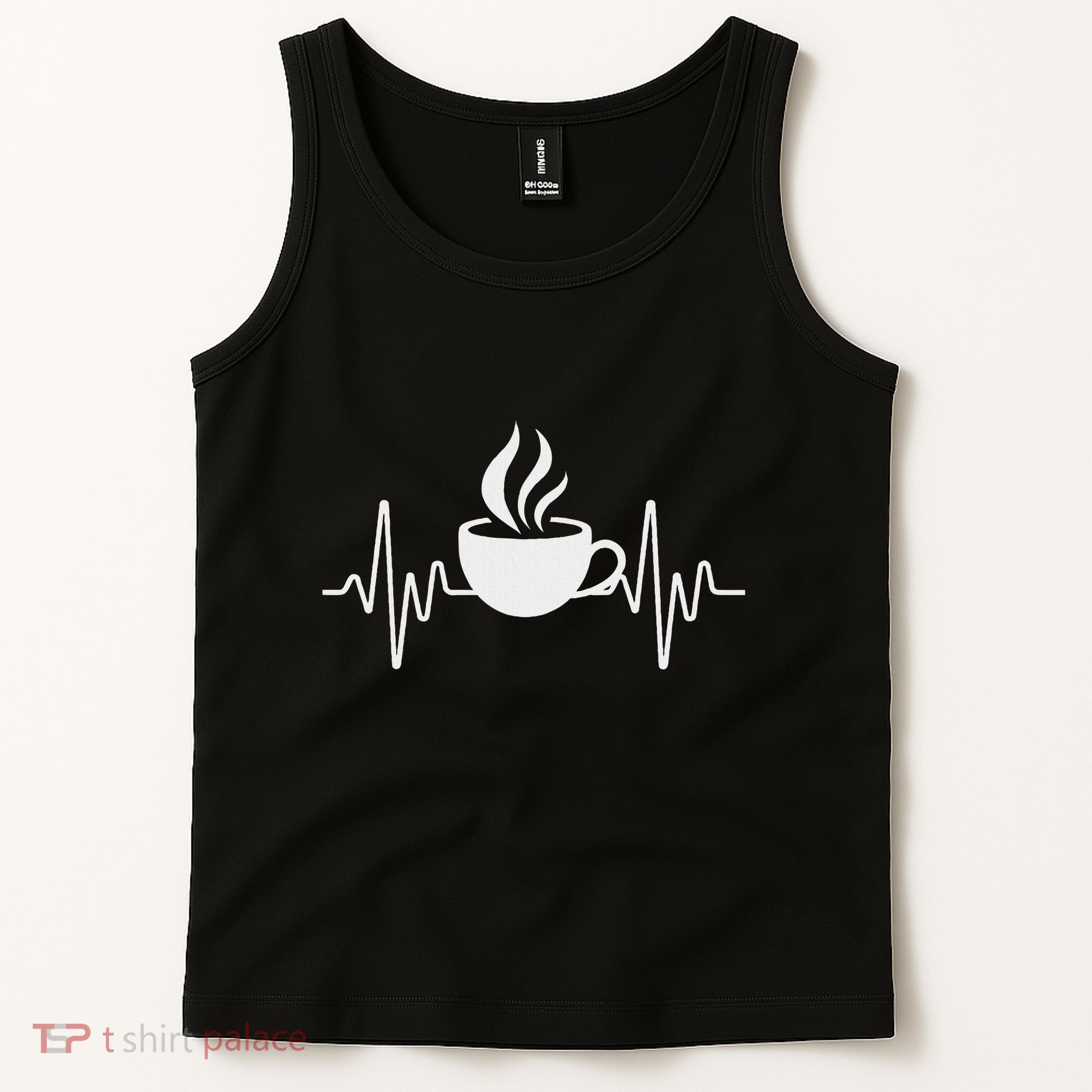 Funny Heartbeat Coffee Cup Cute Heartbeat Coffee Lover Tank Top