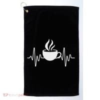 Funny Heartbeat Coffee Cup Cute Heartbeat Coffee Lover Golf Towel thumb 0