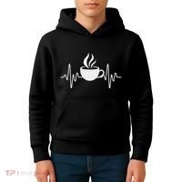 Funny Heartbeat Coffee Cup Cute Heartbeat Coffee Lover Kids Hoodie thumb 4